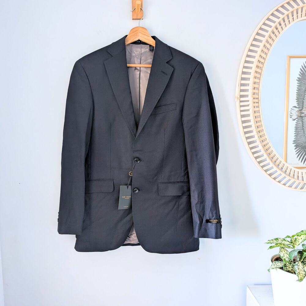 TED BAKER London Endurance Jarrow CT Wool Jacket Sport Coat Navy 100 % Wool 36R